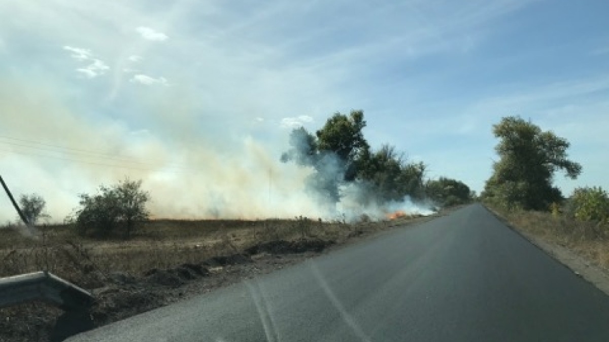 Масштабный пожар между Богдановкой и Богуславом