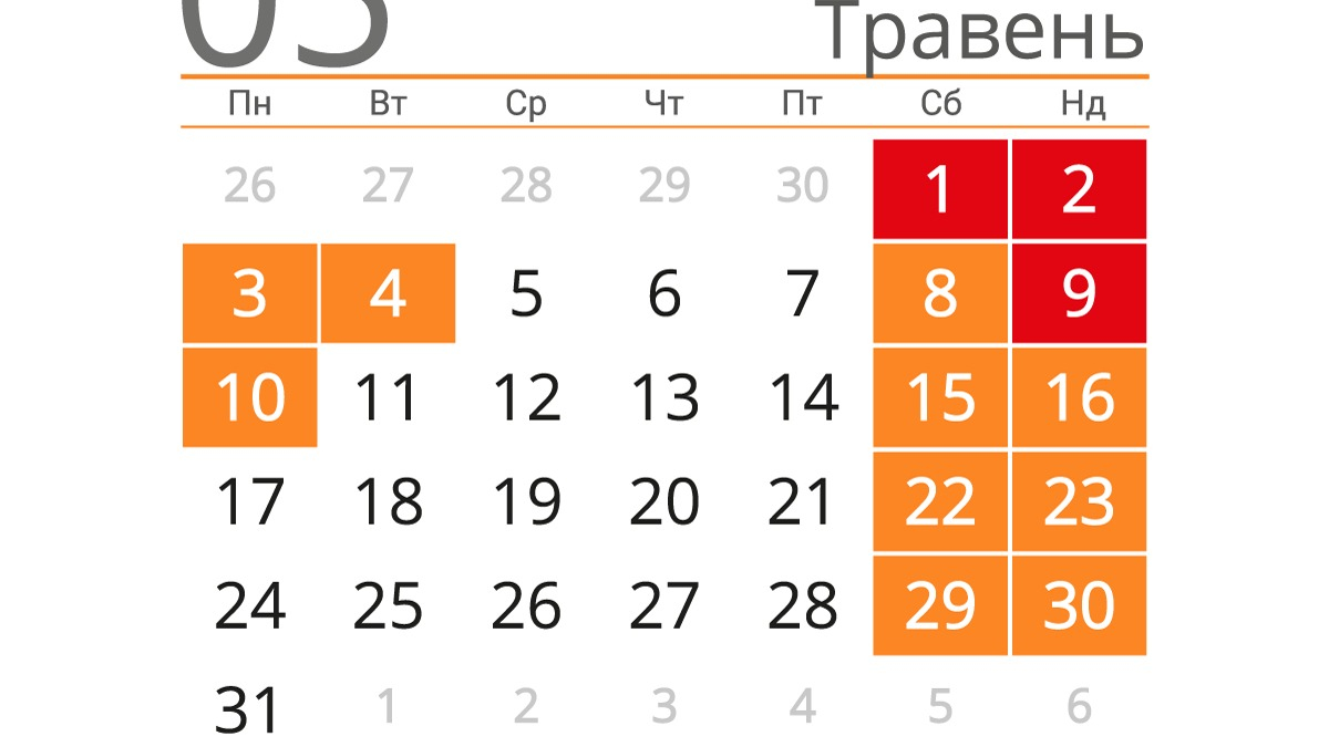 Сколько жители Днепропетровщины будут отдыхать в мае?