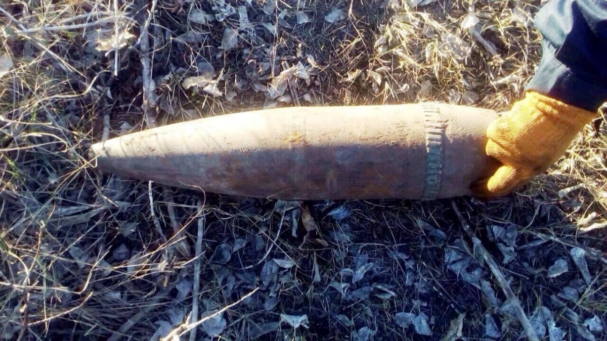 В Петропавловском районе пенсионерка нашла артиллерийский снаряд
